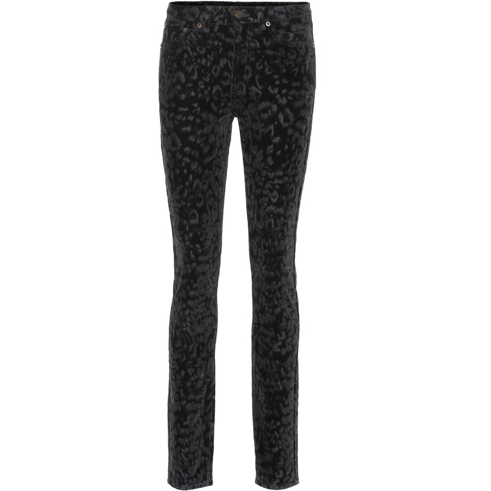 SAINT LAURENT Leopard velvet skinny jeans